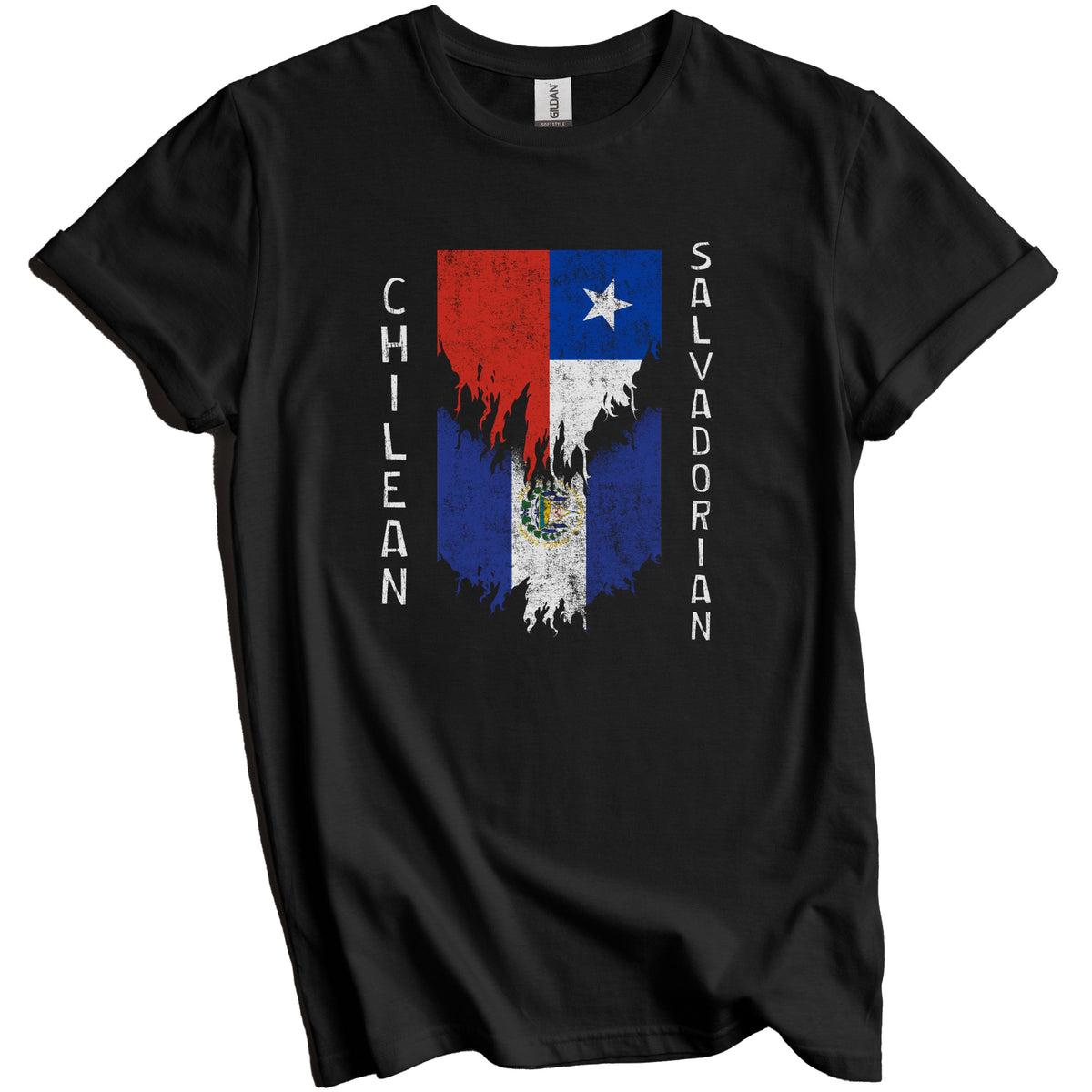 Chilean Salvadorian Flags Ripped Torn Chile El Salvador T-Shirt