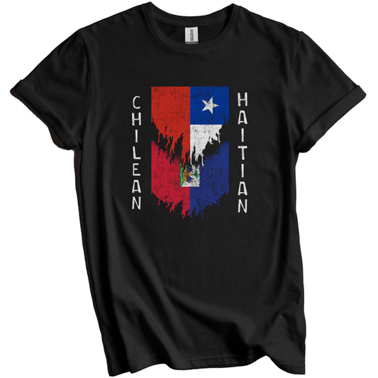 Chilean Haitian Flags Ripped Torn Chile Haiti T-Shirt