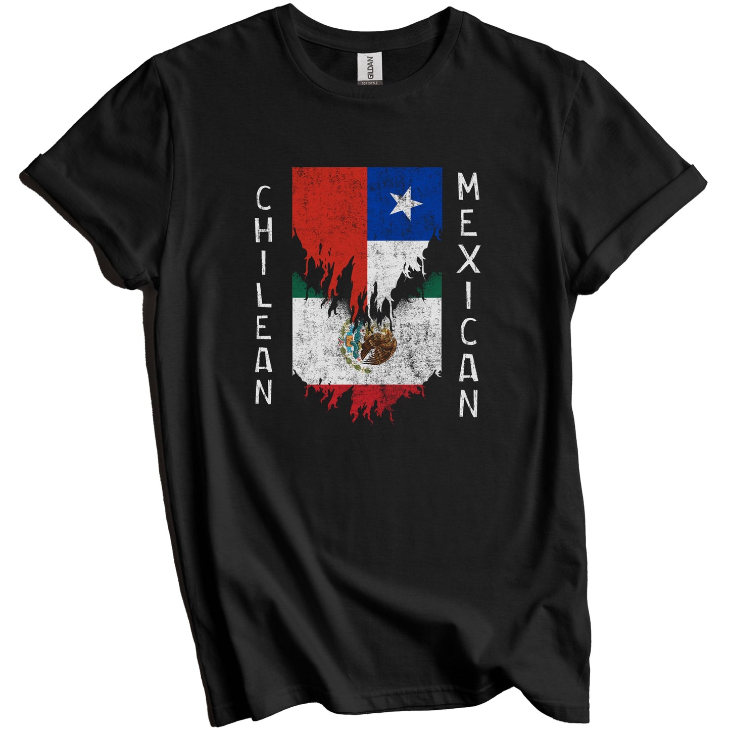 Chilean Mexican Flags Ripped Torn Chile Mexico T-Shirt