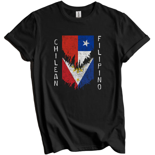 Chilean Filipino Flags Ripped Torn Chile Philippines T-Shirt