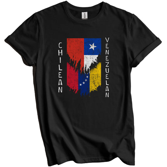 Chilean Venezuelan Flags Ripped Torn Chile Venezuela T-Shirt