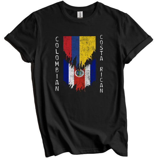 Colombian Costa Rican Flags Ripped Torn Colombia Costa Rica T-Shirt