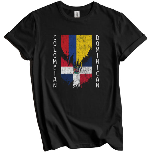 Colombian Dominican Flags Ripped Torn Colombia Dominican Republic T-Shirt