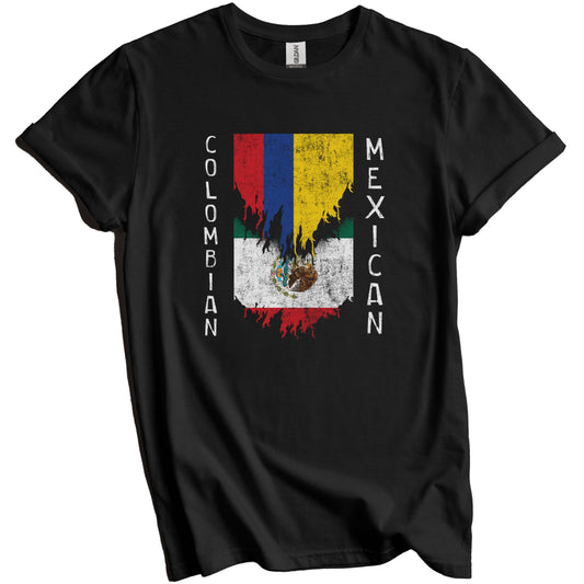Colombian Mexican Flags Ripped Torn Colombia Mexico T-Shirt