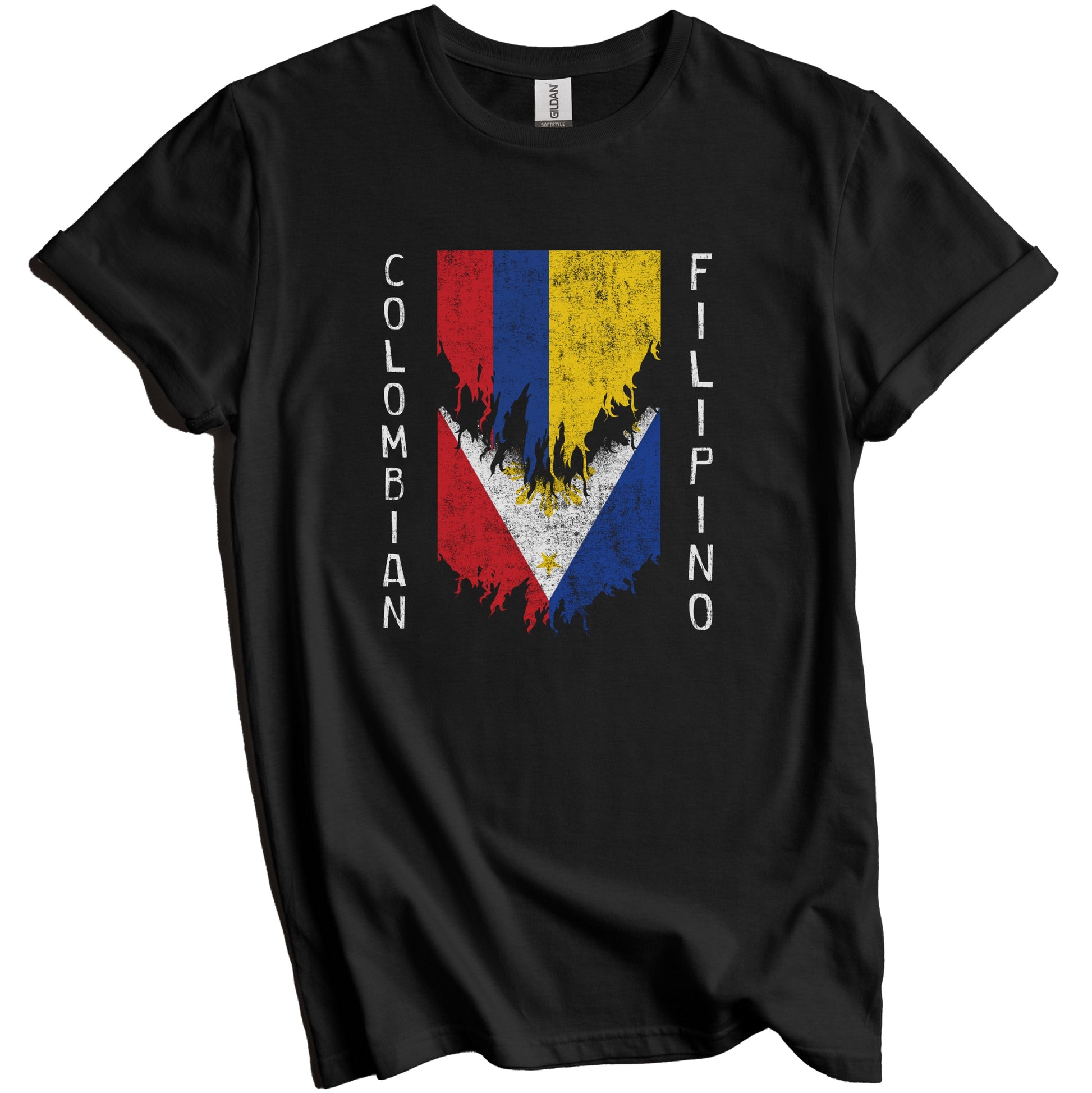 Colombian Filipino Flags Ripped Torn Colombia Philippines T-Shirt