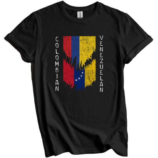 Colombian Venezuelan Flags Ripped Torn Colombia Venezuela T-Shirt