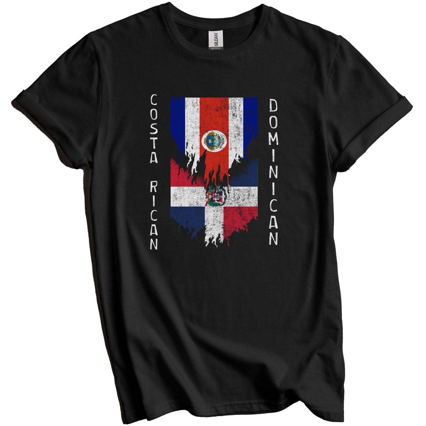 Costa Rican Dominican Flags Ripped Torn Costa Rica Dominican Republic T-Shirt