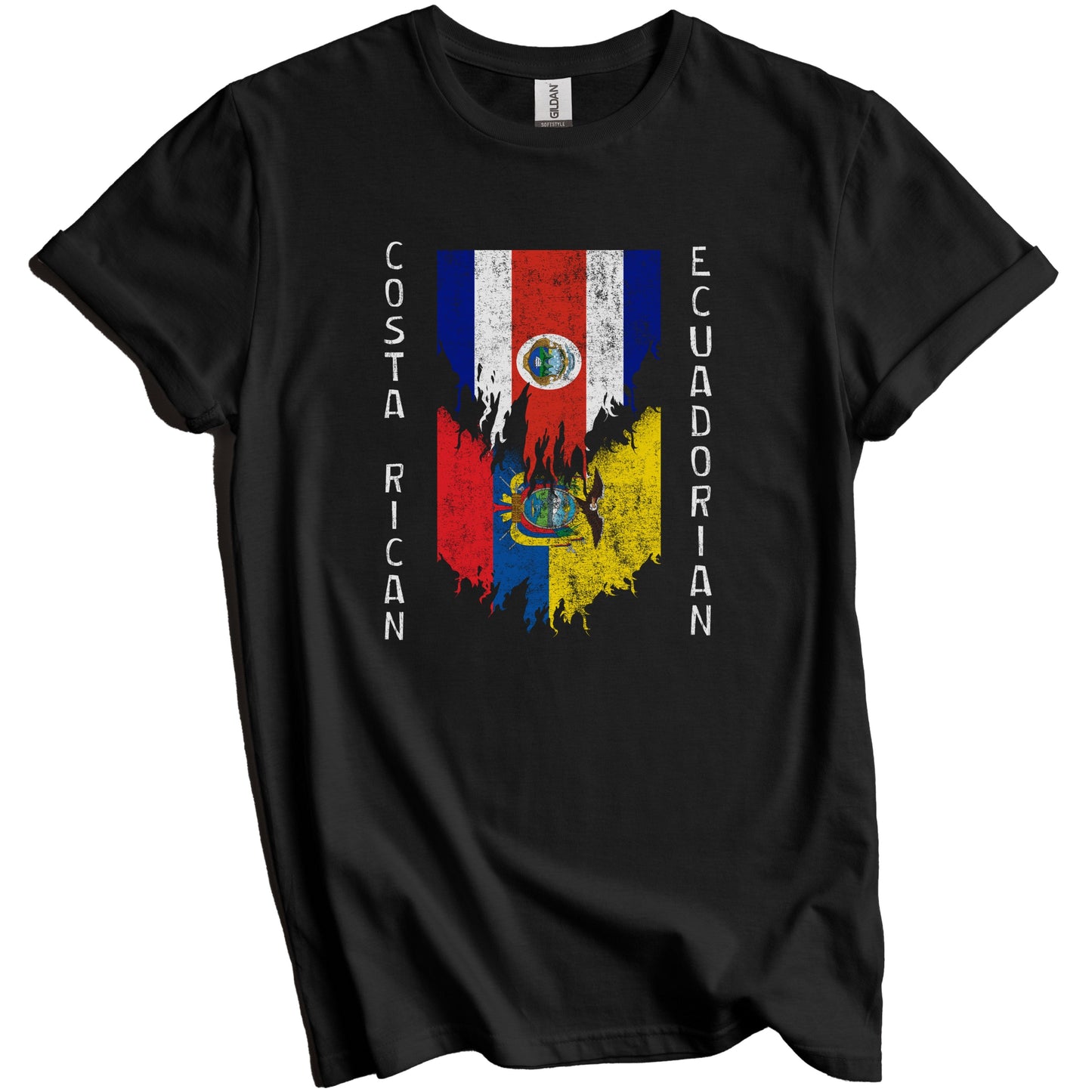 Costa Rican Ecuadorian Flags Ripped Torn Costa Rica Ecuador T-Shirt