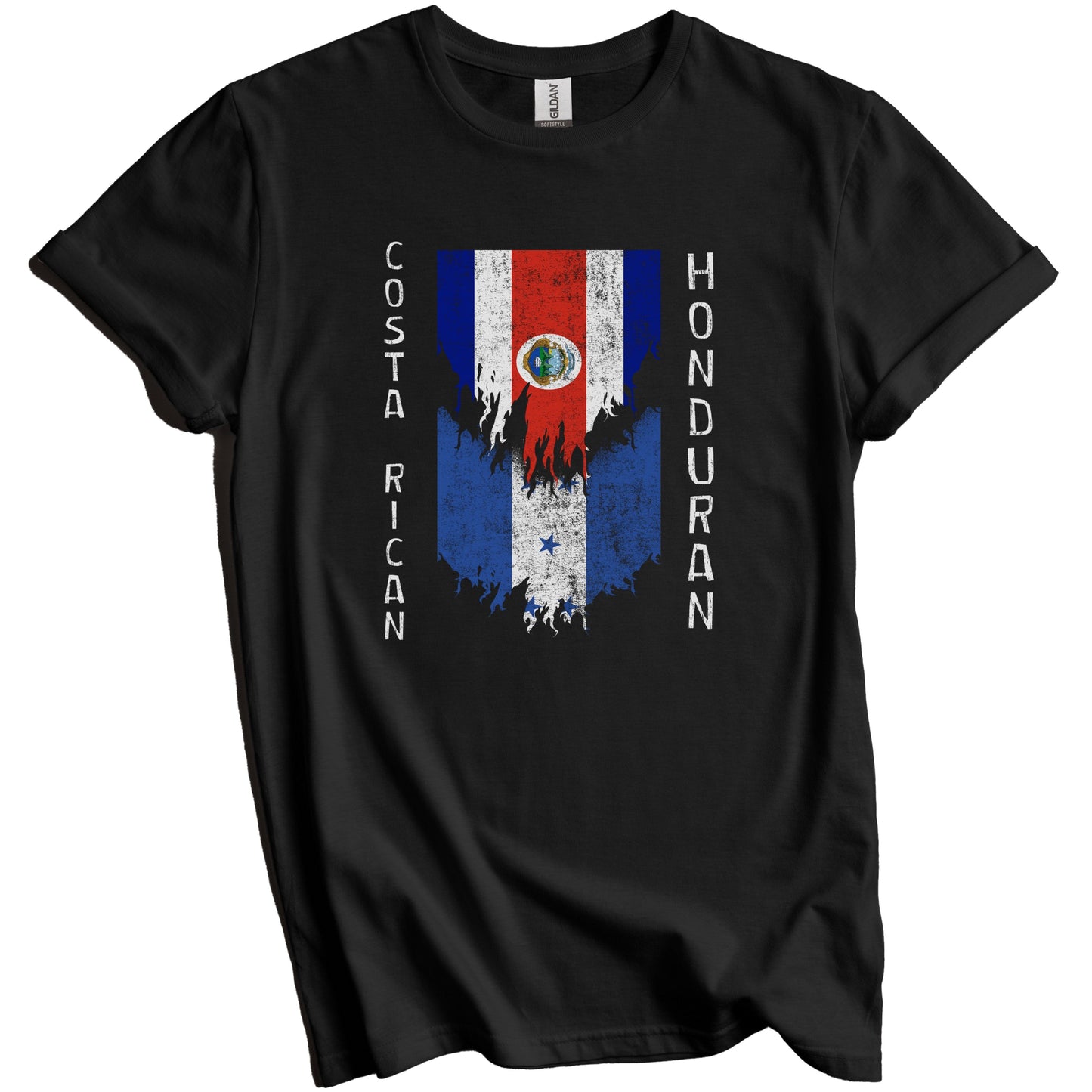 Costa Rican Honduran Flags Ripped Torn Costa Rica Honduras T-Shirt