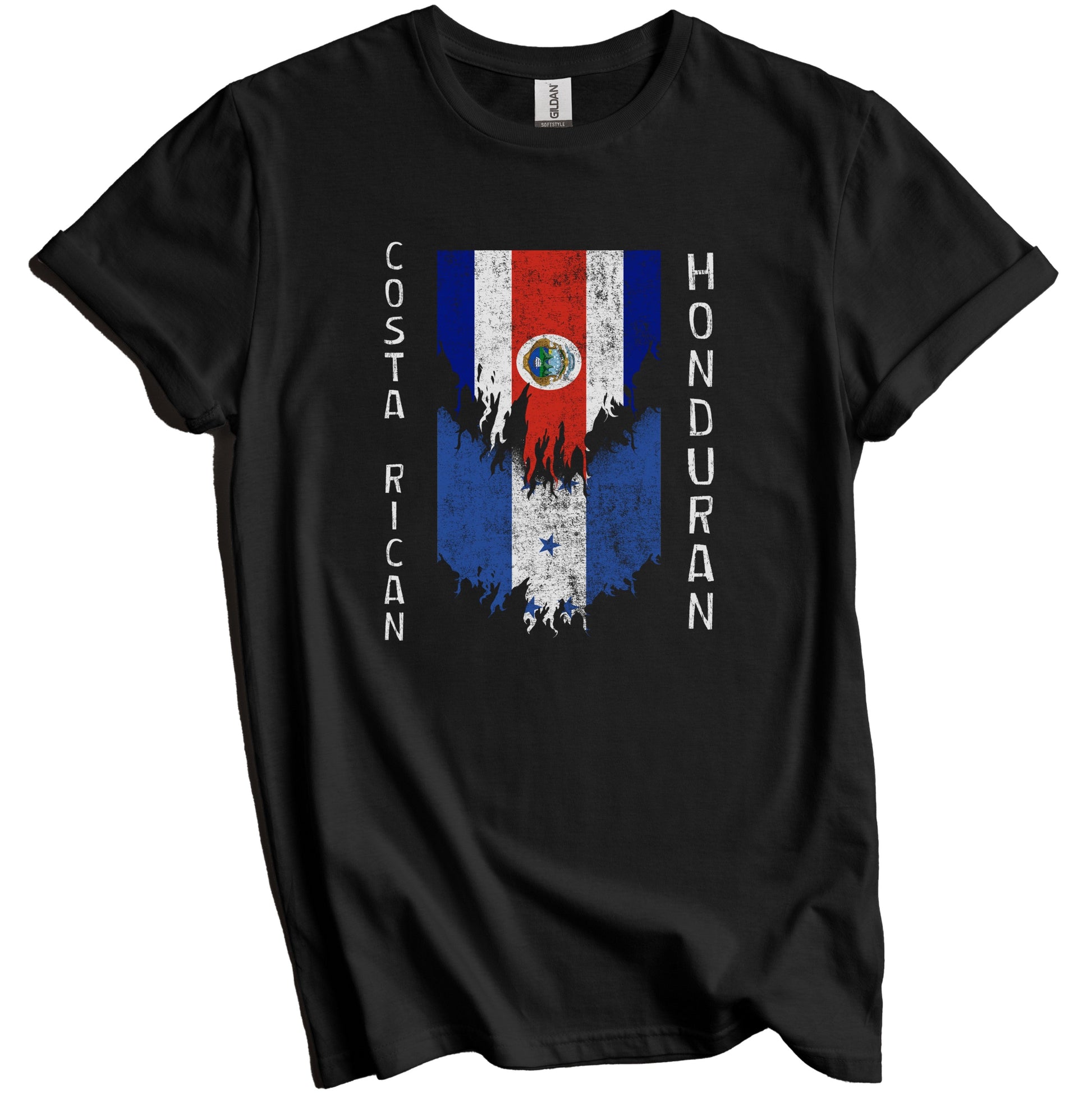 Costa Rican Honduran Flags Ripped Torn Costa Rica Honduras T-Shirt