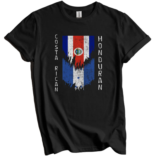 Costa Rican Honduran Flags Ripped Torn Costa Rica Honduras T-Shirt