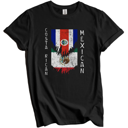 Costa Rican Mexican Flags Ripped Torn Costa Rica Mexico T-Shirt