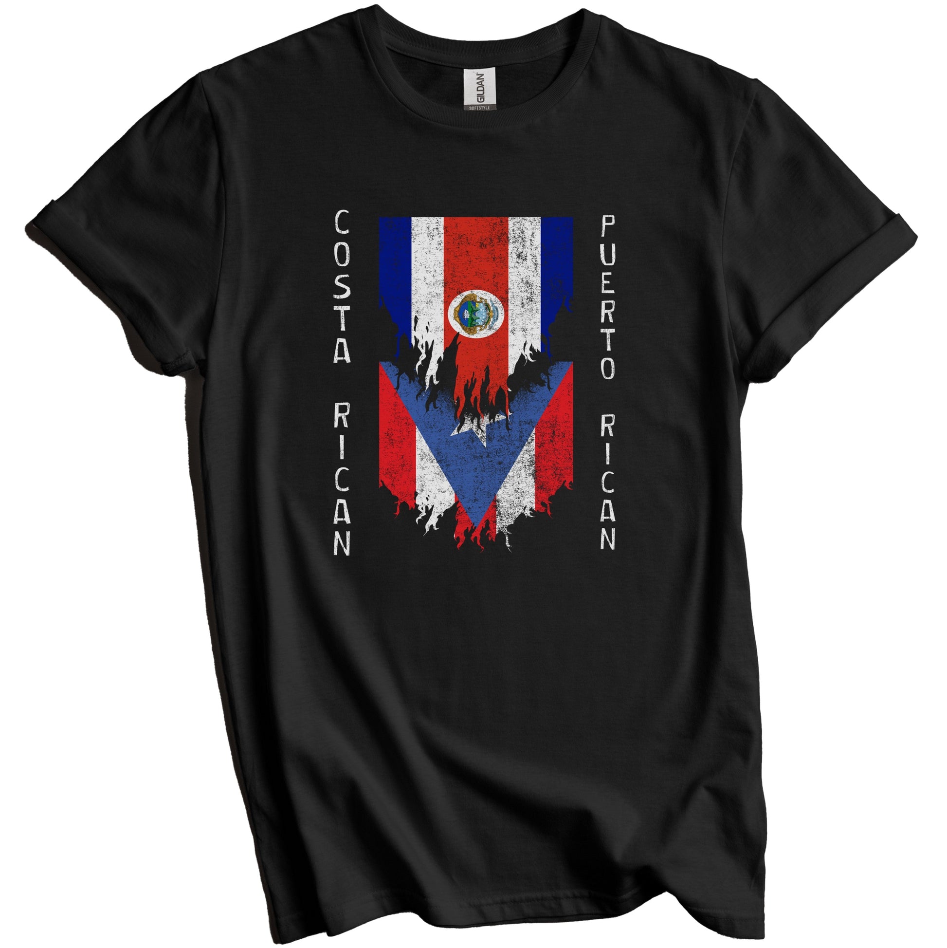 Costa Rican Puerto Rican Flags Ripped Torn Costa Rica Puerto Rico T-Shirt