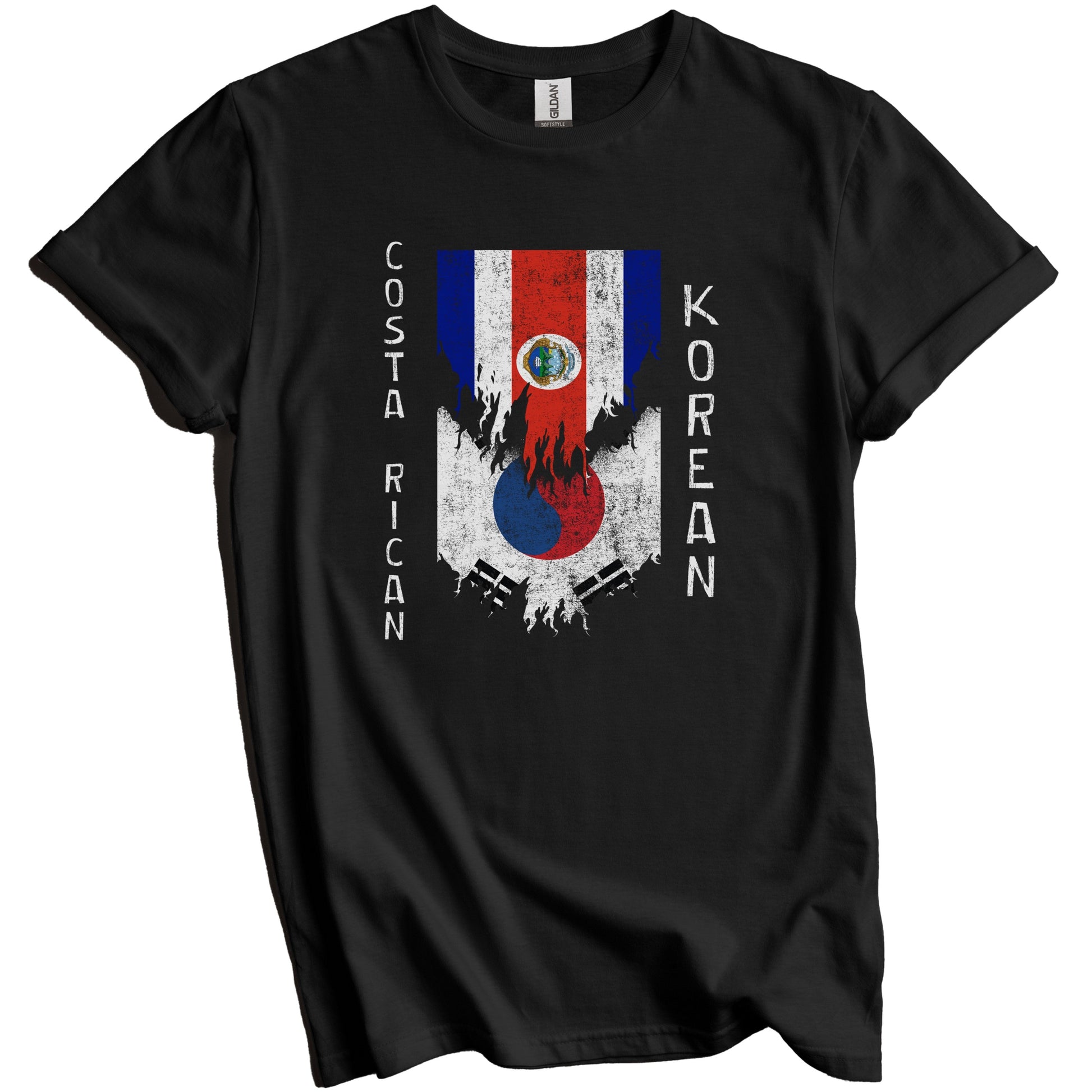 Costa Rican Korean Flags Ripped Torn Costa Rica South Korea T-Shirt