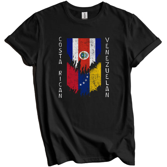 Costa Rican Venezuelan Flags Ripped Torn Costa Rica Venezuela T-Shirt