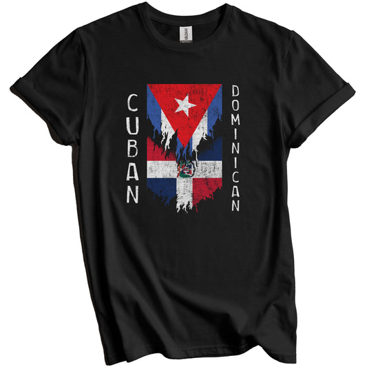 Cuban Dominican Flags Ripped Torn Cuba Dominican Republic T-Shirt