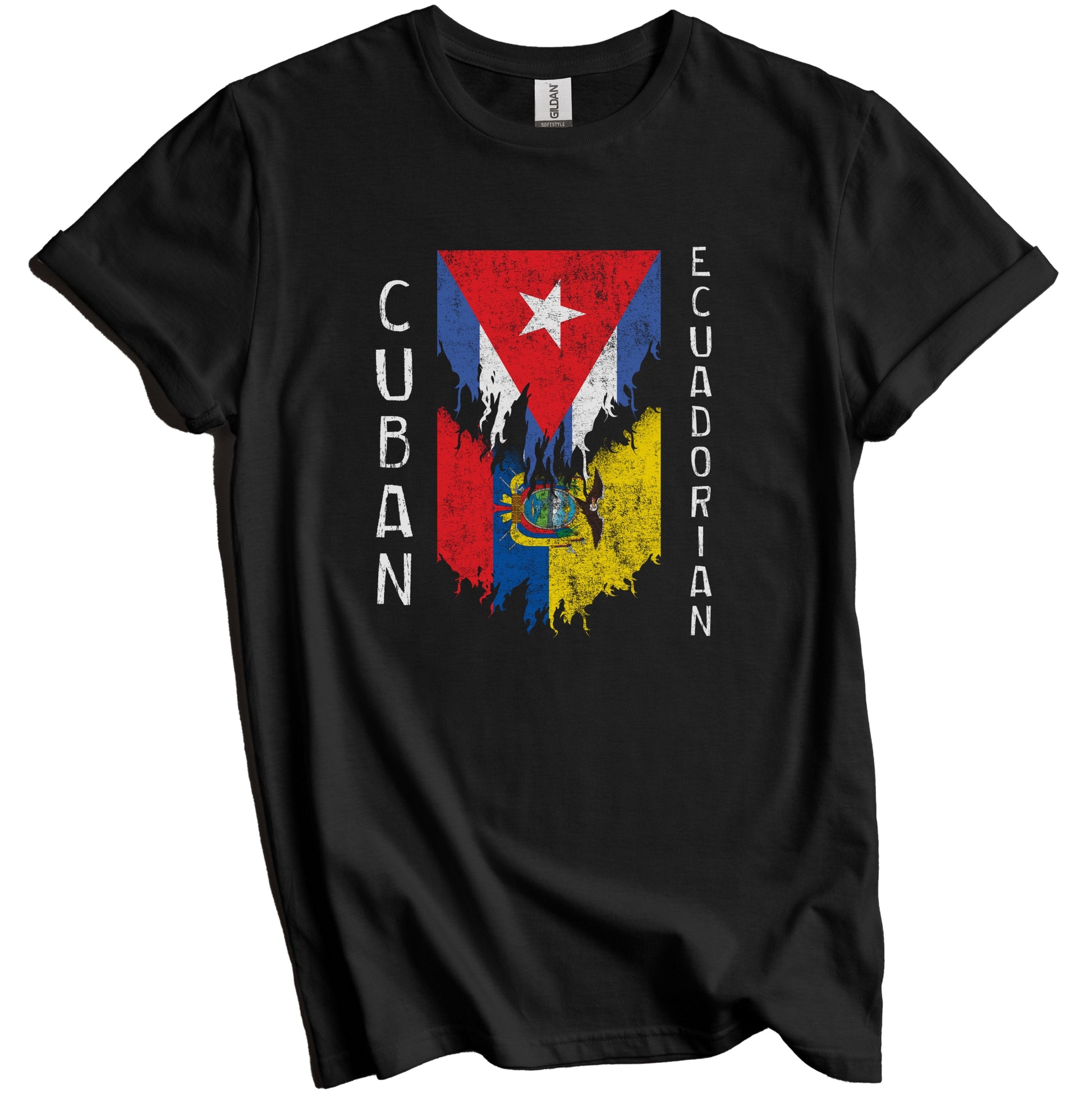 Cuban Ecuadorian Flags Ripped Torn Cuba Ecuador T-Shirt