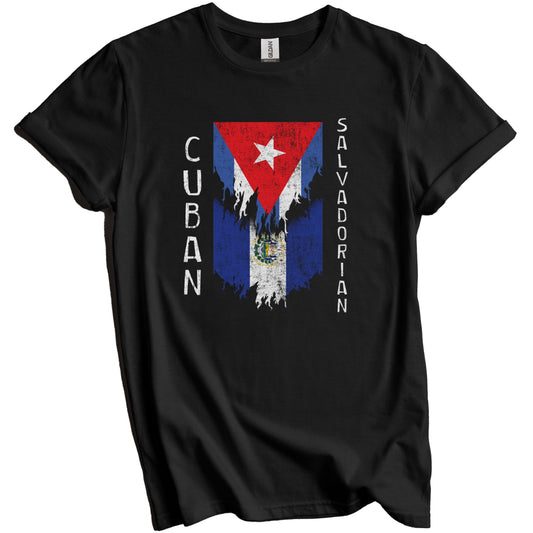 Cuban Salvadorian Flags Ripped Torn Cuba El Salvador T-Shirt