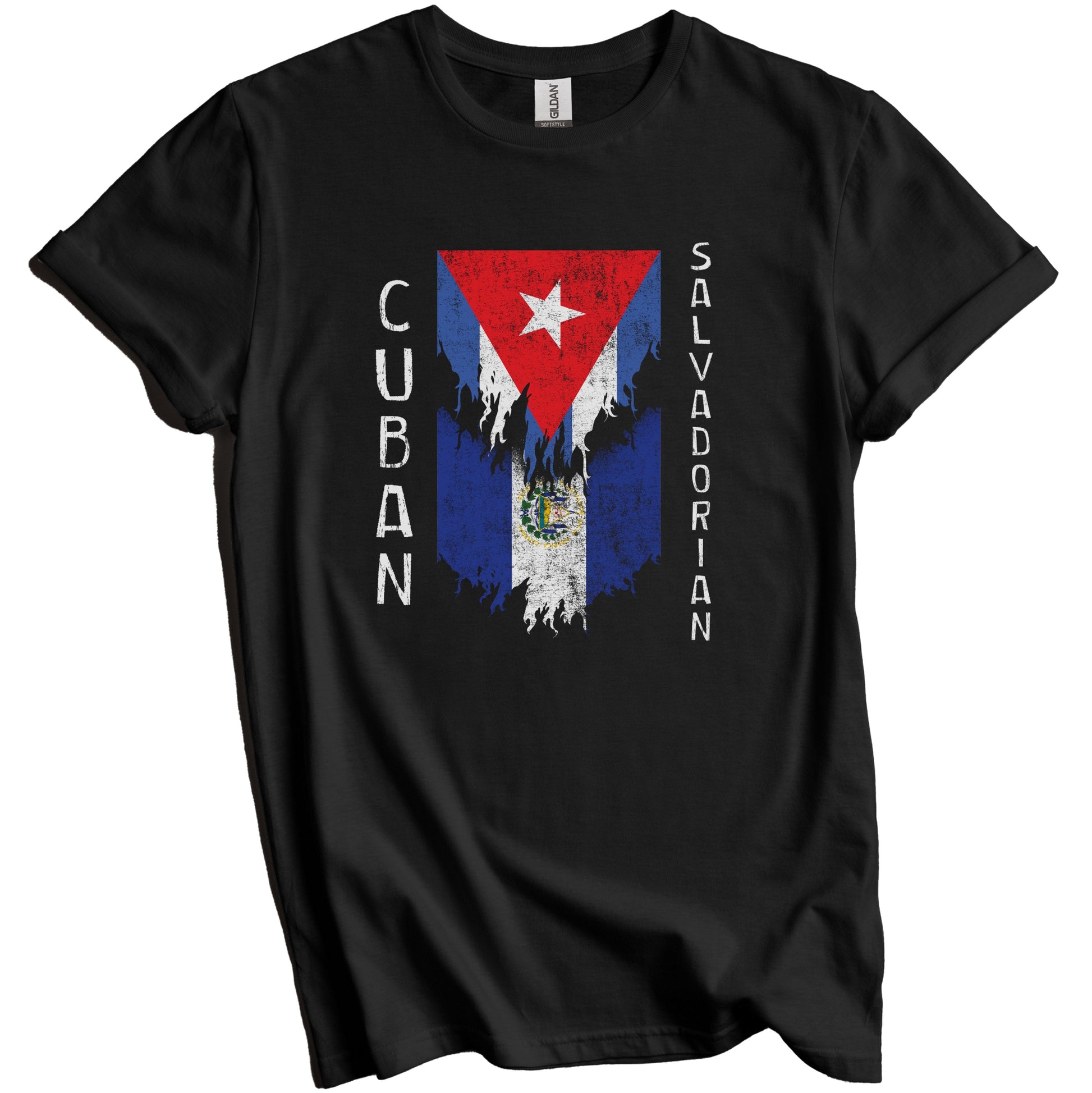 Cuban Salvadorian Flags Ripped Torn Cuba El Salvador T-Shirt
