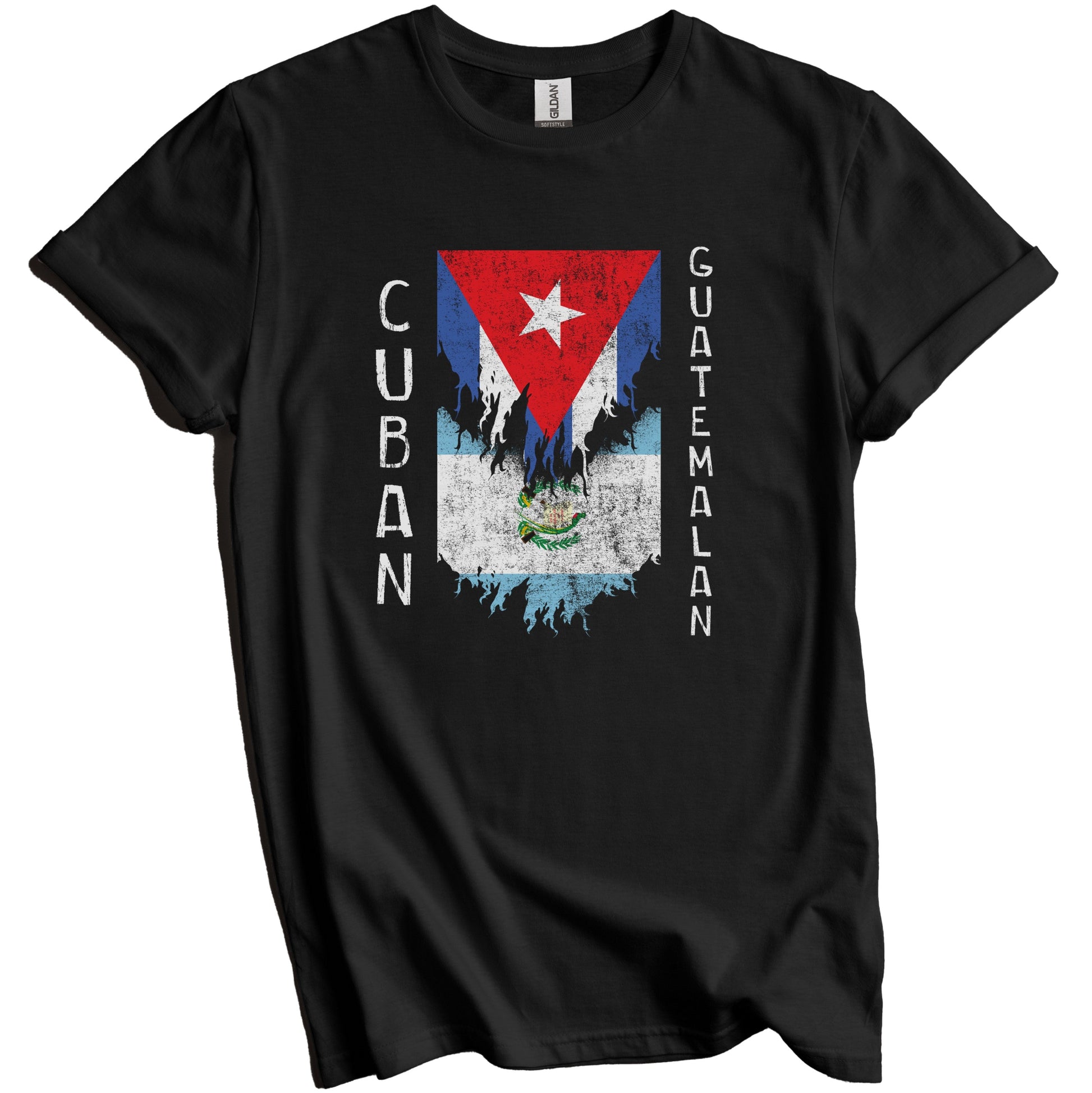 Cuban Guatemalan Flags Ripped Torn Cuba Guatemala T-Shirt