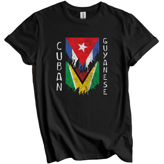 Cuban Guyanese Flags Ripped Torn Cuba Guyana T-Shirt