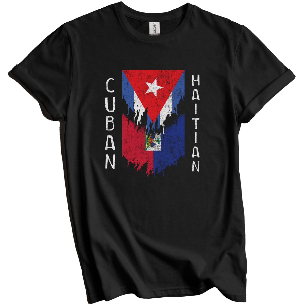 Cuban Haitian Flags Ripped Torn Cuba Haiti T-Shirt