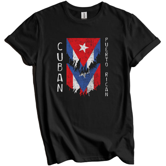 Cuban Puerto Rican Flags Ripped Torn Cuba Puerto Rico T-Shirt