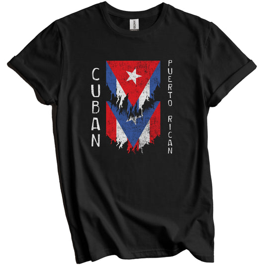 Cuban Puerto Rican Flags Ripped Torn Cuba Puerto Rico T-Shirt