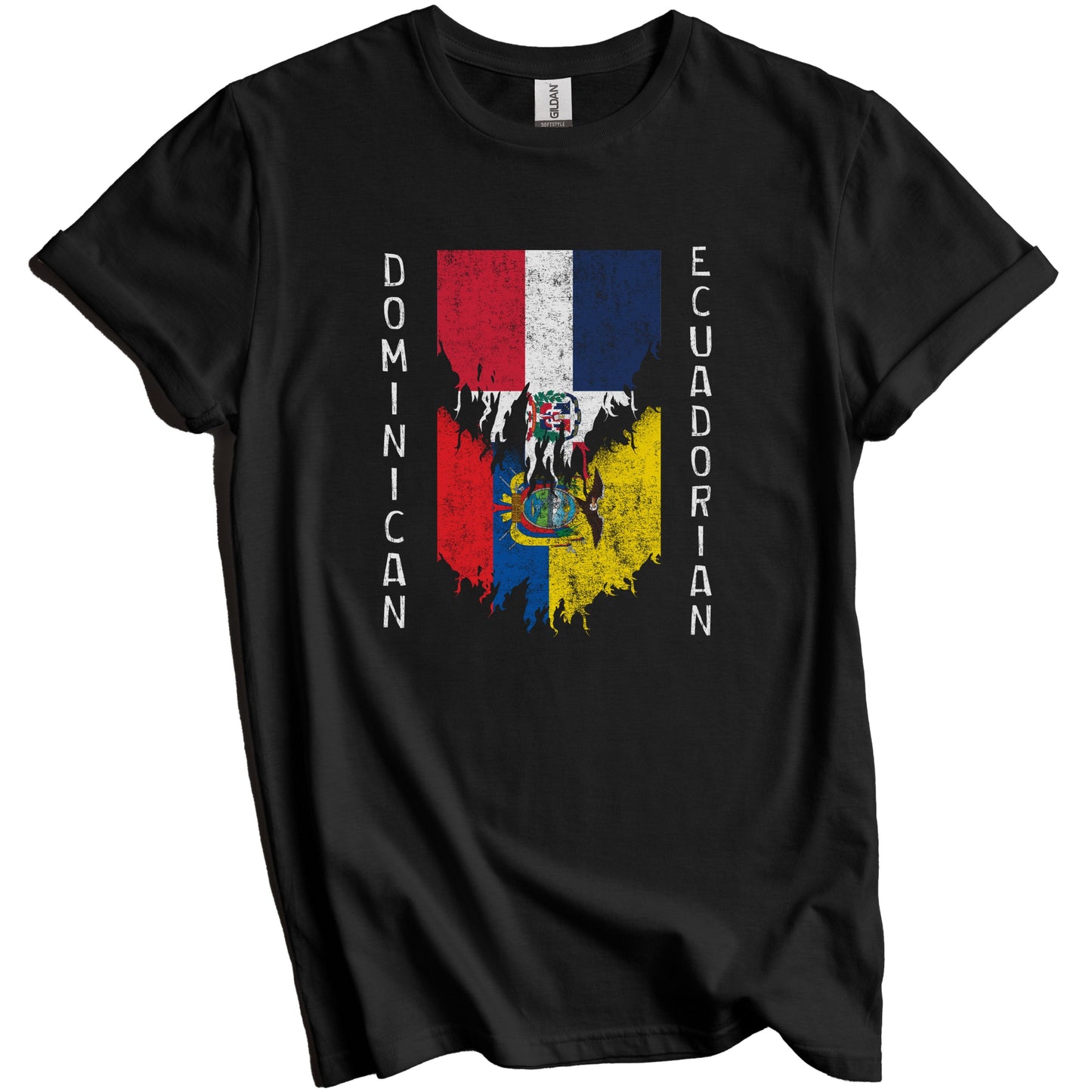Dominican Ecuadorian Flags Ripped Torn Dominican Republic Ecuador T-Shirt