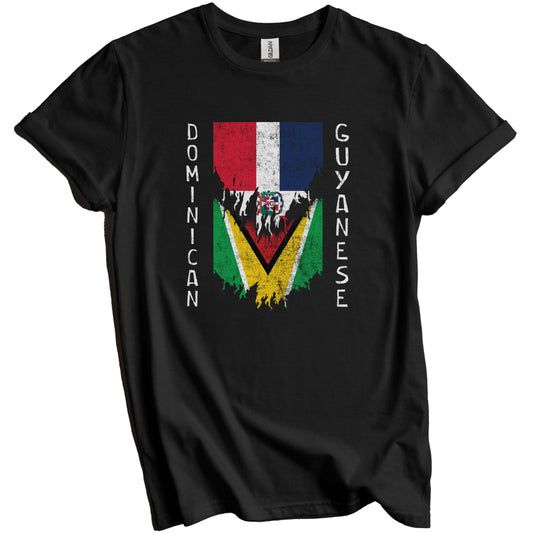 Dominican Guyanese Flags Ripped Torn Dominican Republic Guyana T-Shirt