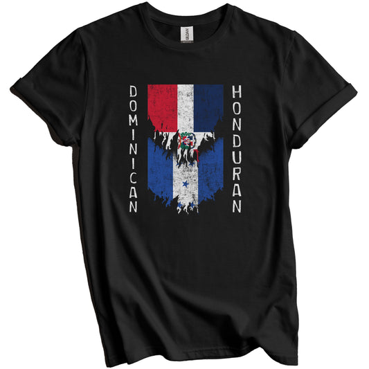 Dominican Honduran Flags Ripped Torn Dominican Republic Honduras T-Shirt