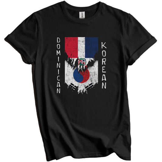 Dominican Korean Flags Ripped Torn Dominican Republic South Korea T-Shirt