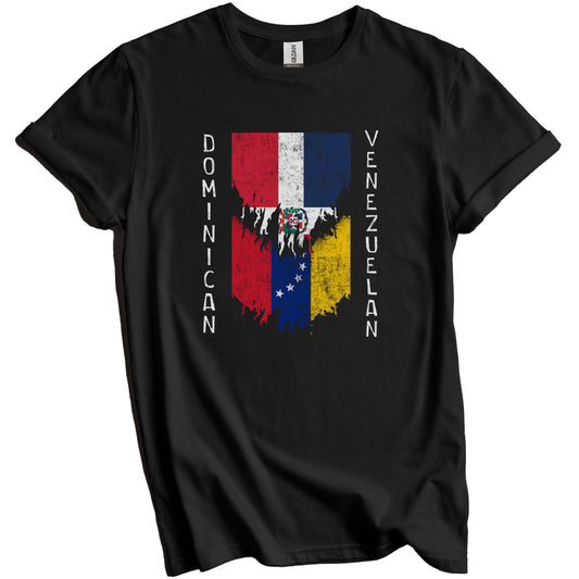 Dominican Venezuelan Flags Ripped Torn Dominican Republic Venezuela T-Shirt