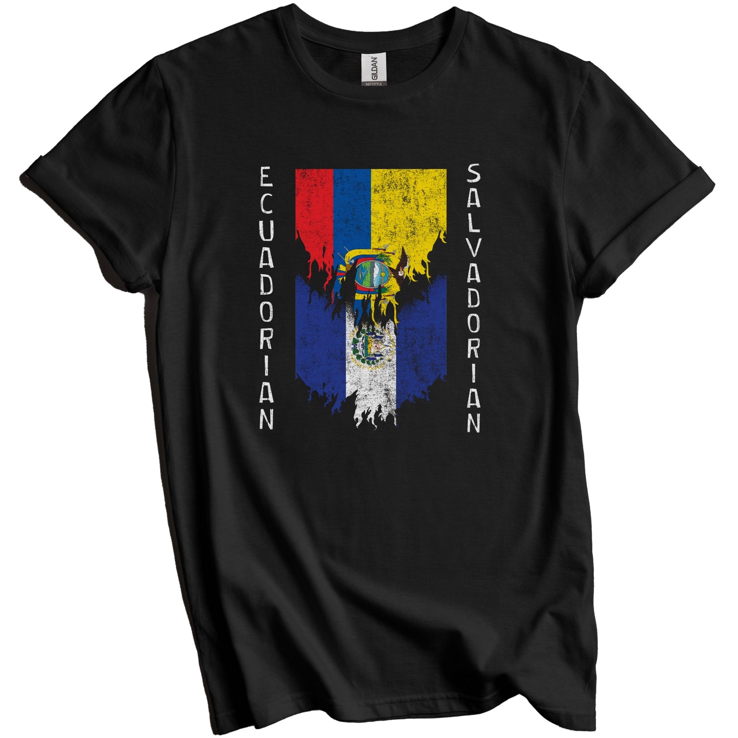 Ecuadorian Salvadorian Flags Ripped Torn Ecuador El Salvador T-Shirt