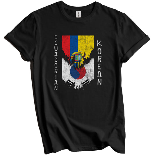 Ecuadorian Korean Flags Ripped Torn Ecuador South Korea T-Shirt