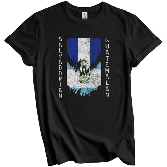 Salvadorian Guatemalan Flags Ripped Torn El Salvador Guatemala T-Shirt
