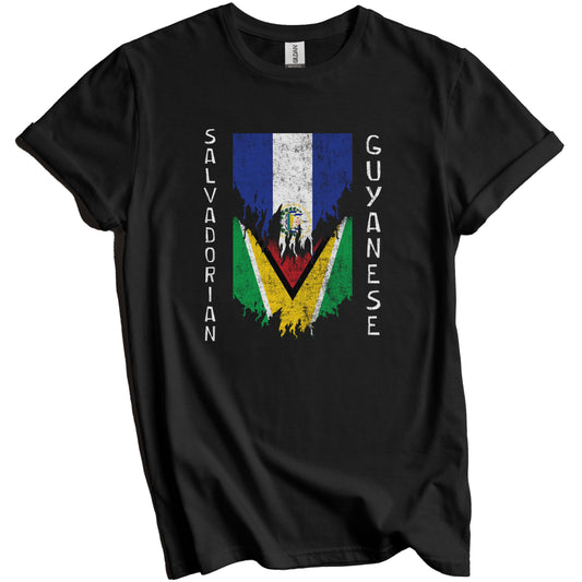 Salvadorian Guyanese Flags Ripped Torn El Salvador Guyana T-Shirt