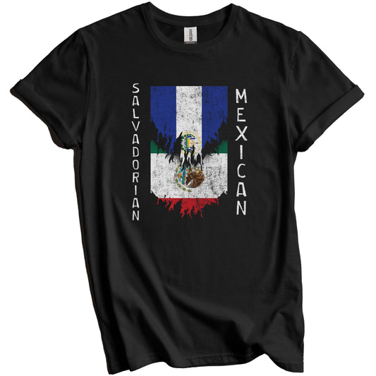 Salvadorian Mexican Flags Ripped Torn El Salvador Mexico T-Shirt