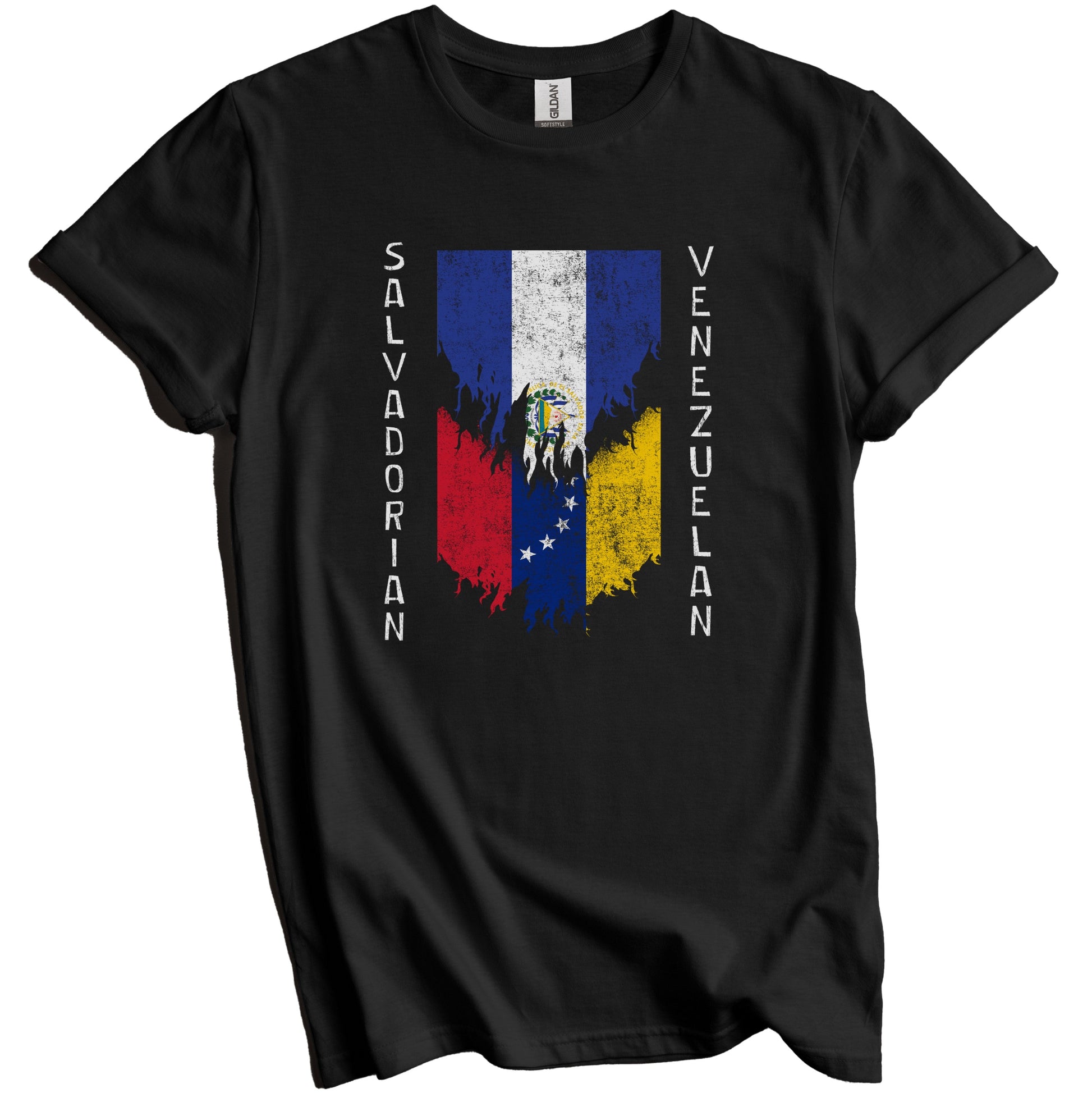 Salvadorian Venezuelan Flags Ripped Torn El Salvador Venezuela T-Shirt