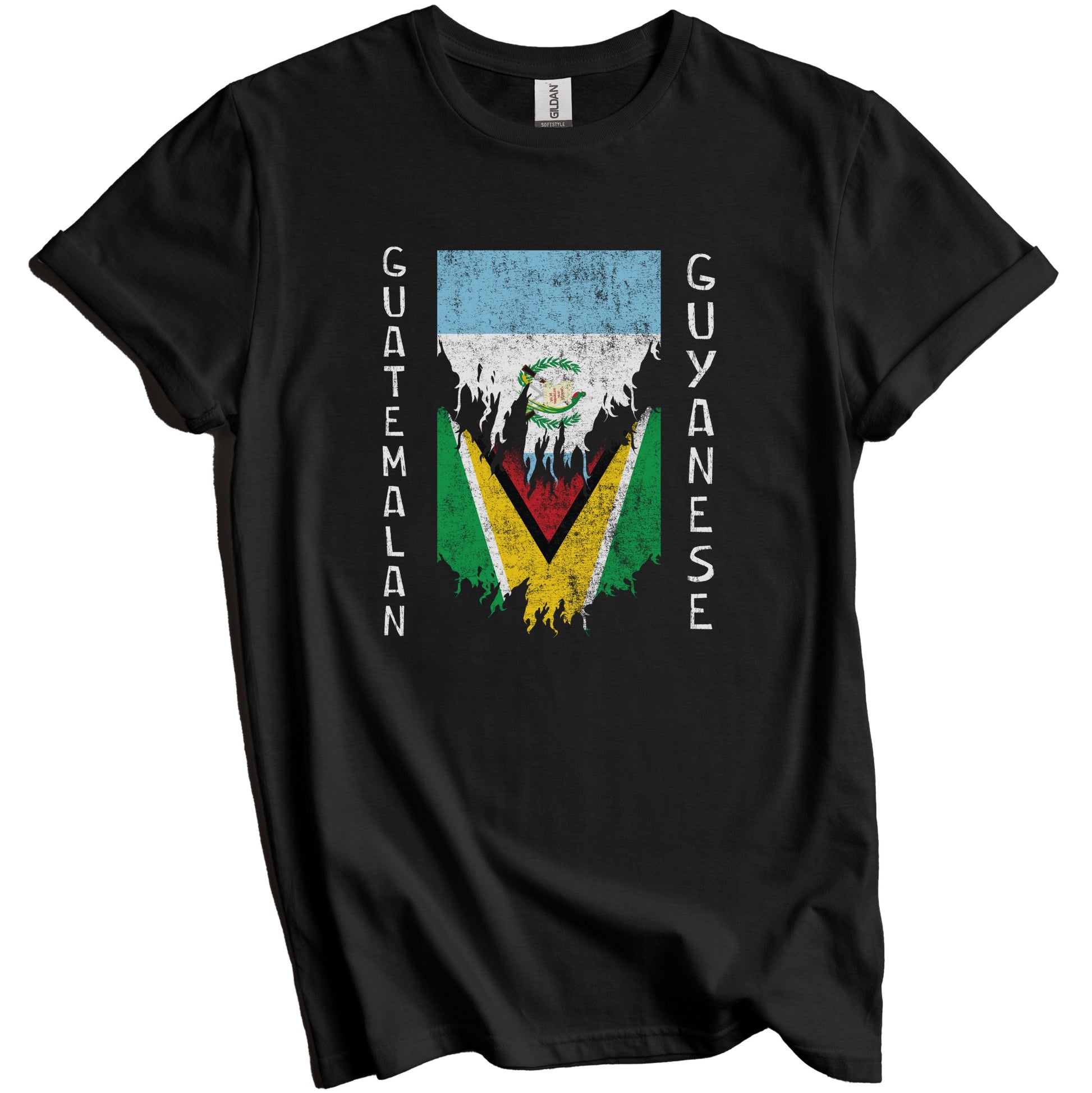 Guatemalan Guyanese Flags Ripped Torn Guatemala Guyana T-Shirt