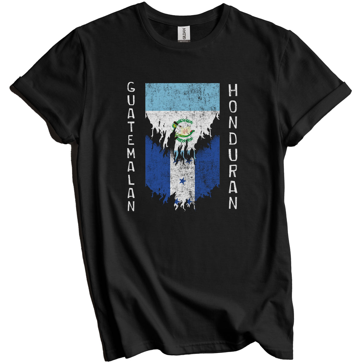 Guatemalan Honduran Flags Ripped Torn Guatemala Honduras T-Shirt