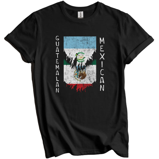 Guatemalan Mexican Flags Ripped Torn Guatemala Mexico T-Shirt