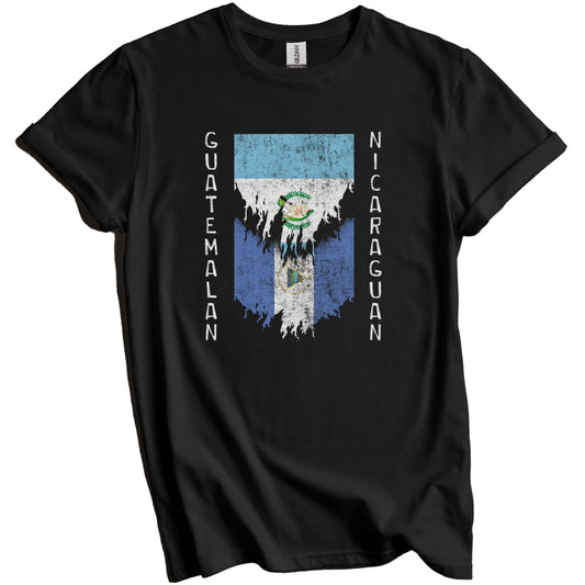 Guatemalan Nicaraguan Flags Ripped Torn Guatemala Nicaragua T-Shirt