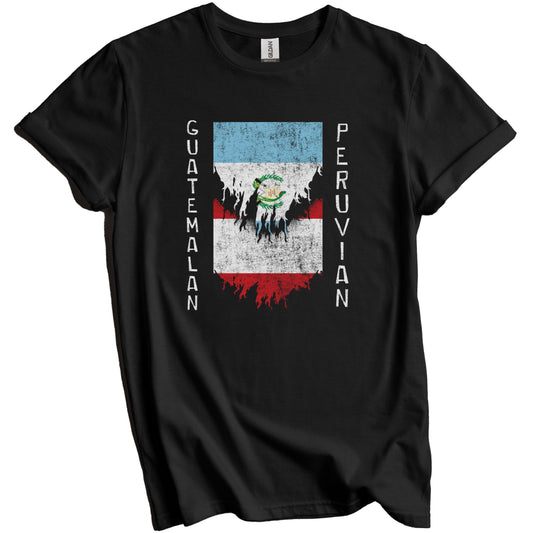 Guatemalan Peruvian Flags Ripped Torn Guatemala Peru T-Shirt