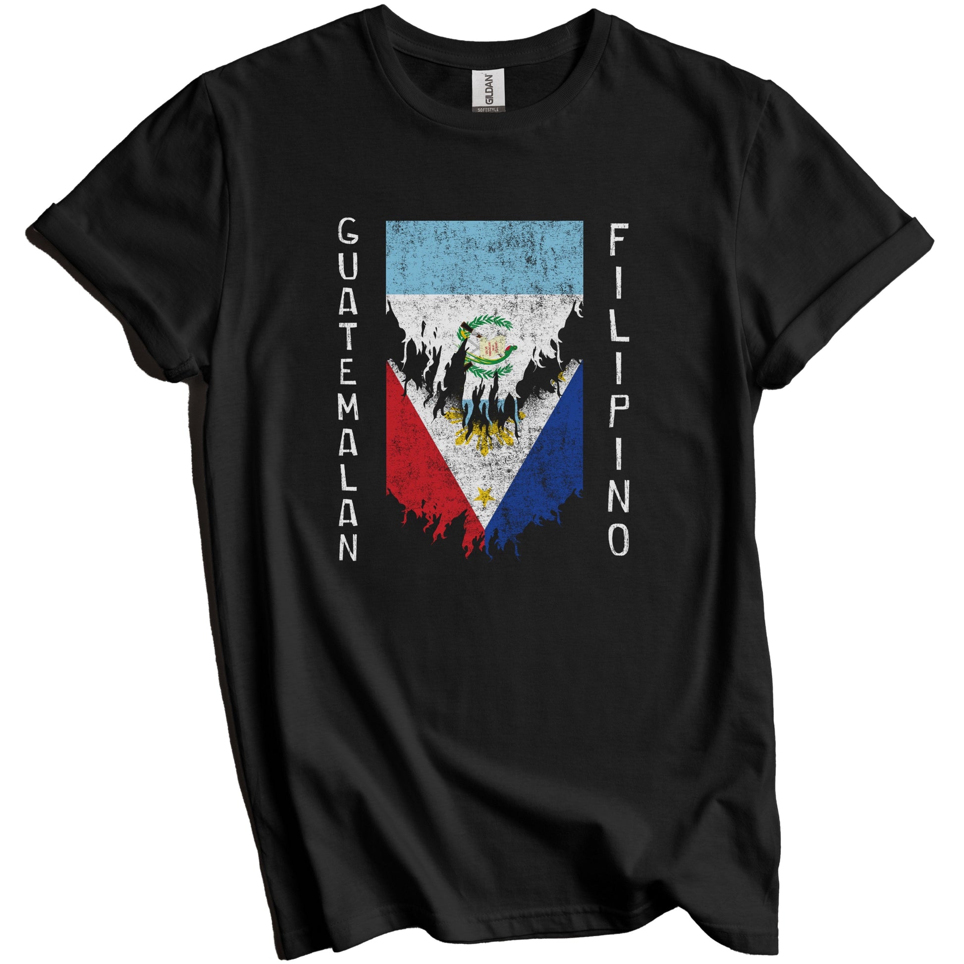 Guatemalan Filipino Flags Ripped Torn Guatemala Philippines T-Shirt