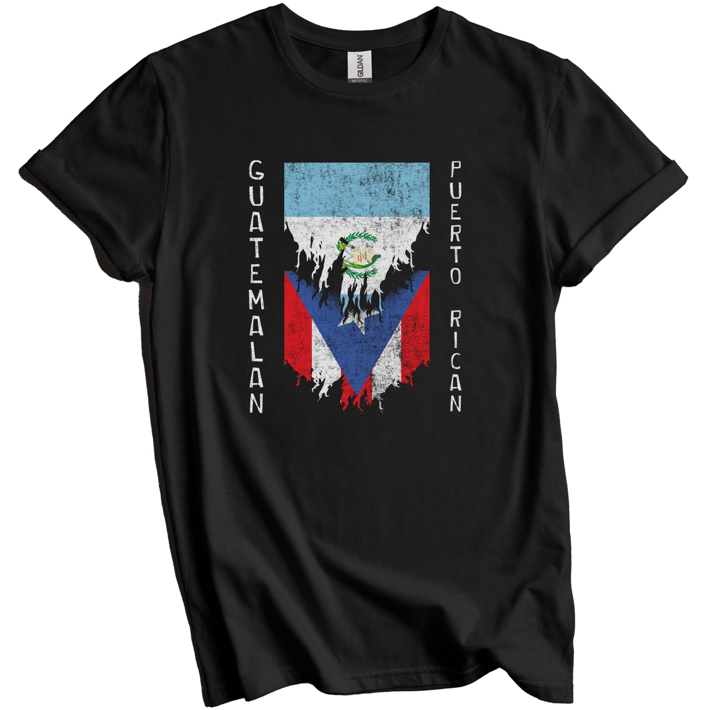 Guatemalan Puerto Rican Flags Ripped Torn Guatemala Puerto Rico T-Shirt