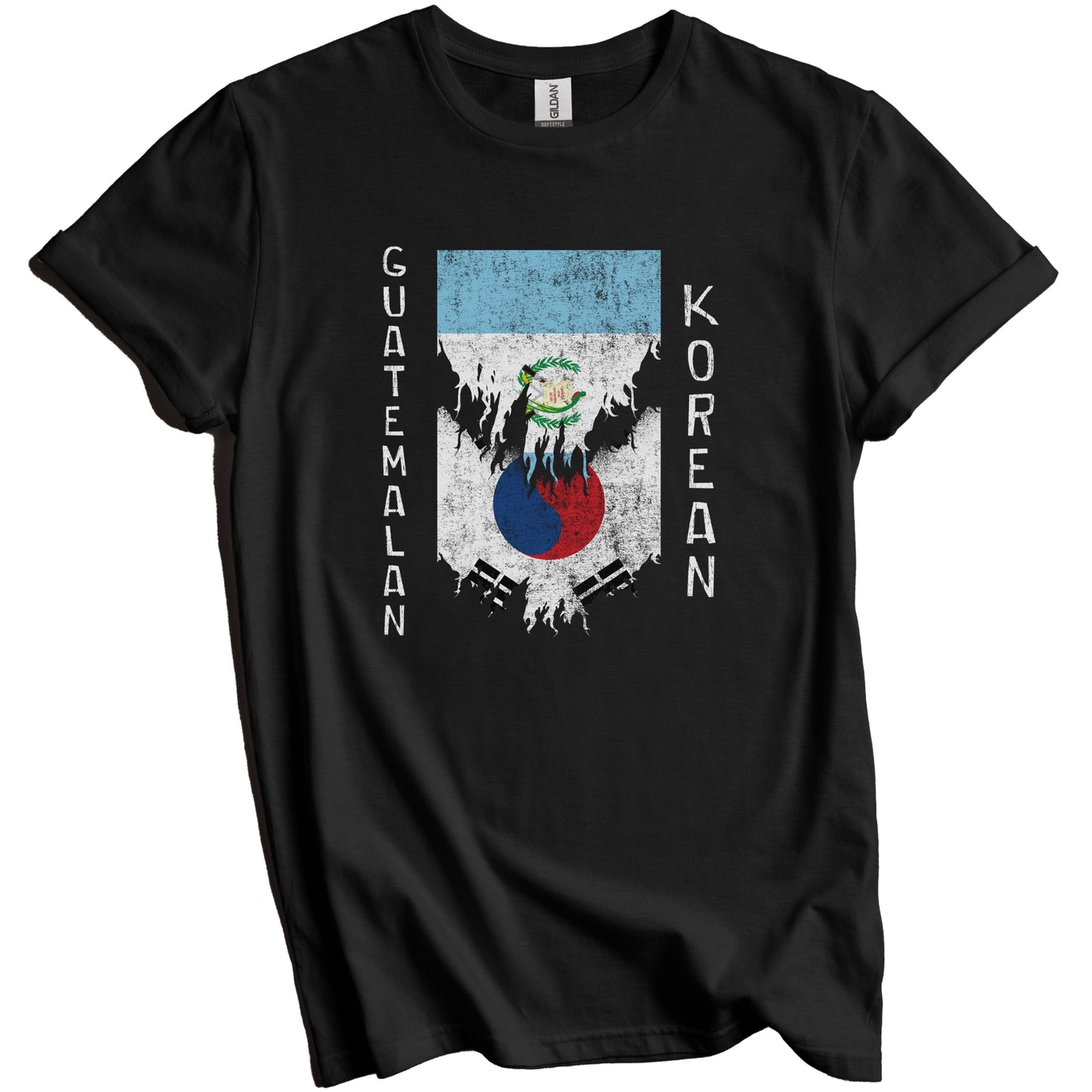 Guatemalan Korean Flags Ripped Torn Guatemala South Korea T-Shirt