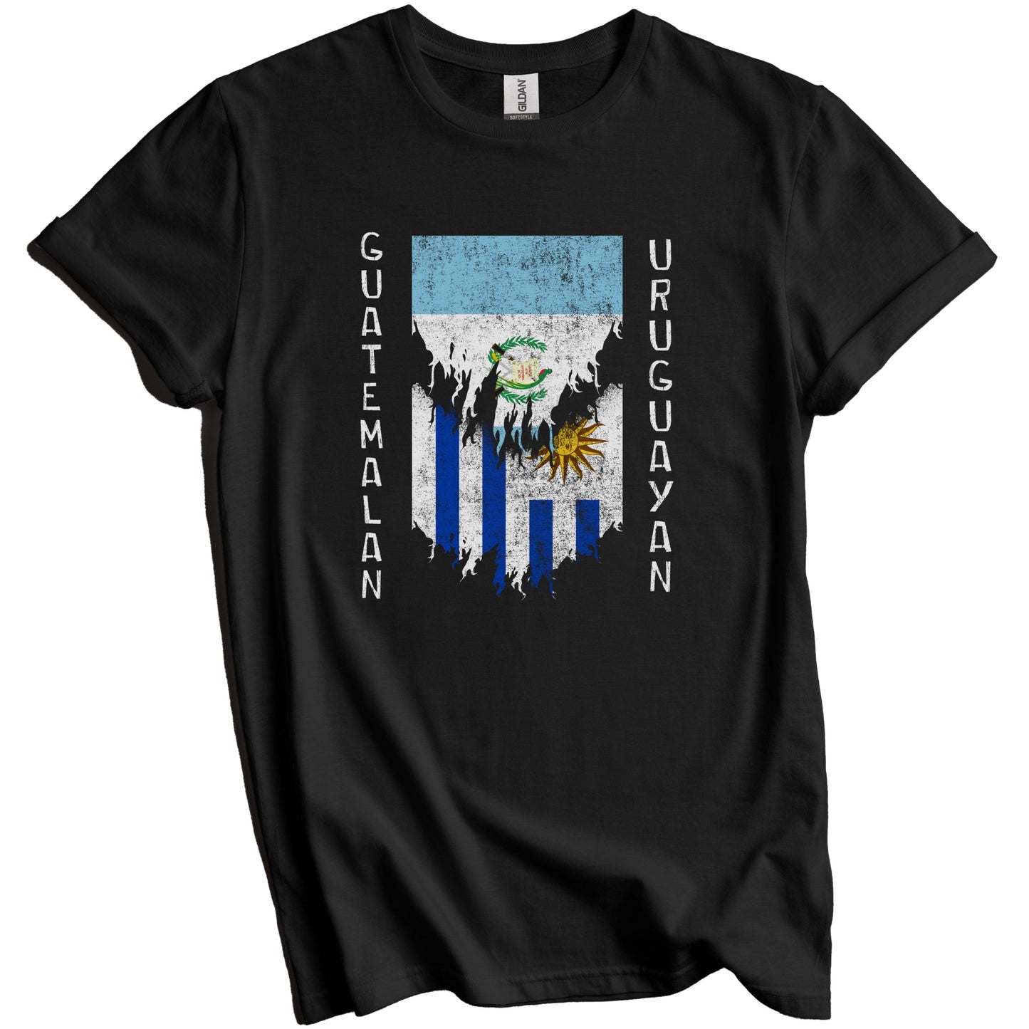 Guatemalan Uruguayan Flags Ripped Torn Guatemala Uruguay T-Shirt