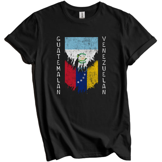 Guatemalan Venezuelan Flags Ripped Torn Guatemala Venezuela T-Shirt