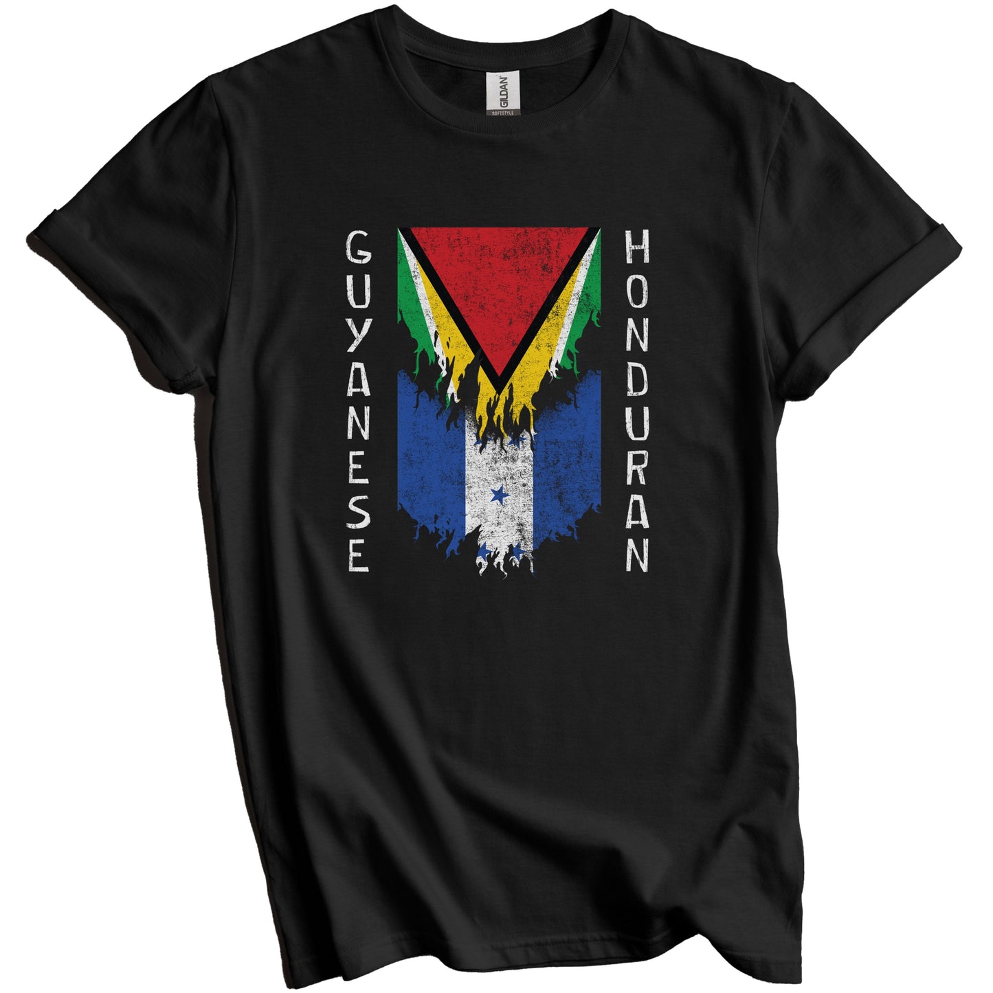 Guyanese Honduran Flags Ripped Torn Guyana Honduras T-Shirt